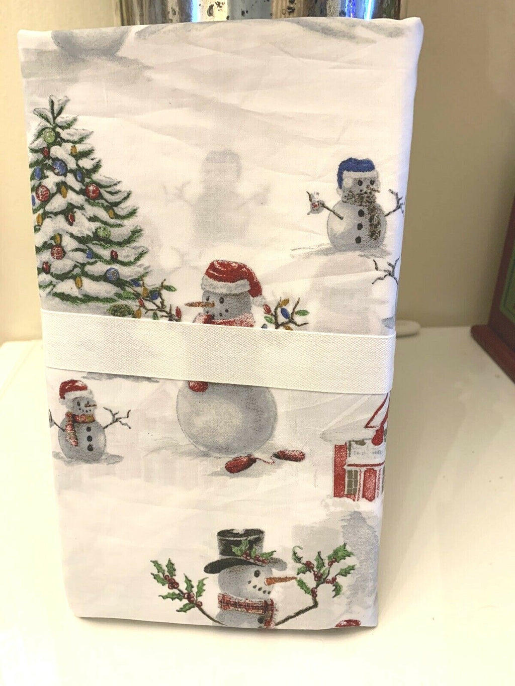 Pottery Barn Christmas Snowman village holiday country santa pillowcase SET 2