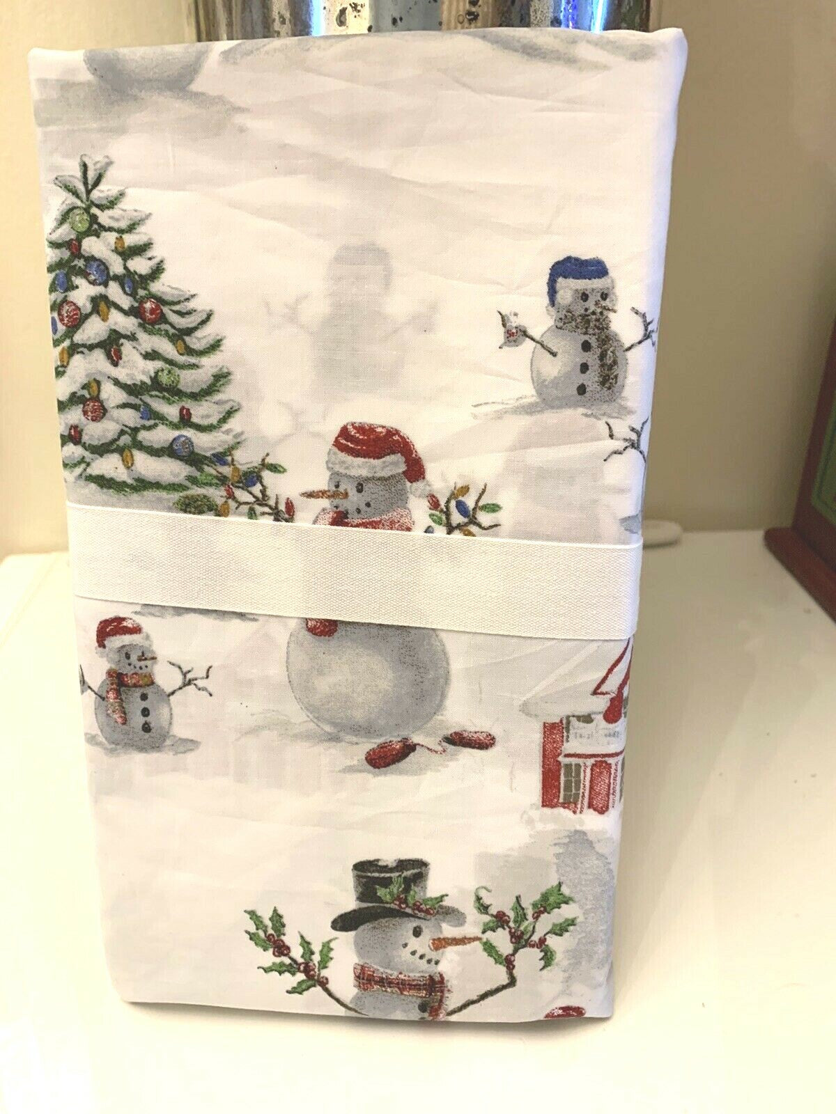 Pottery Barn Christmas Snowman village holiday country santa pillowcase SET 2