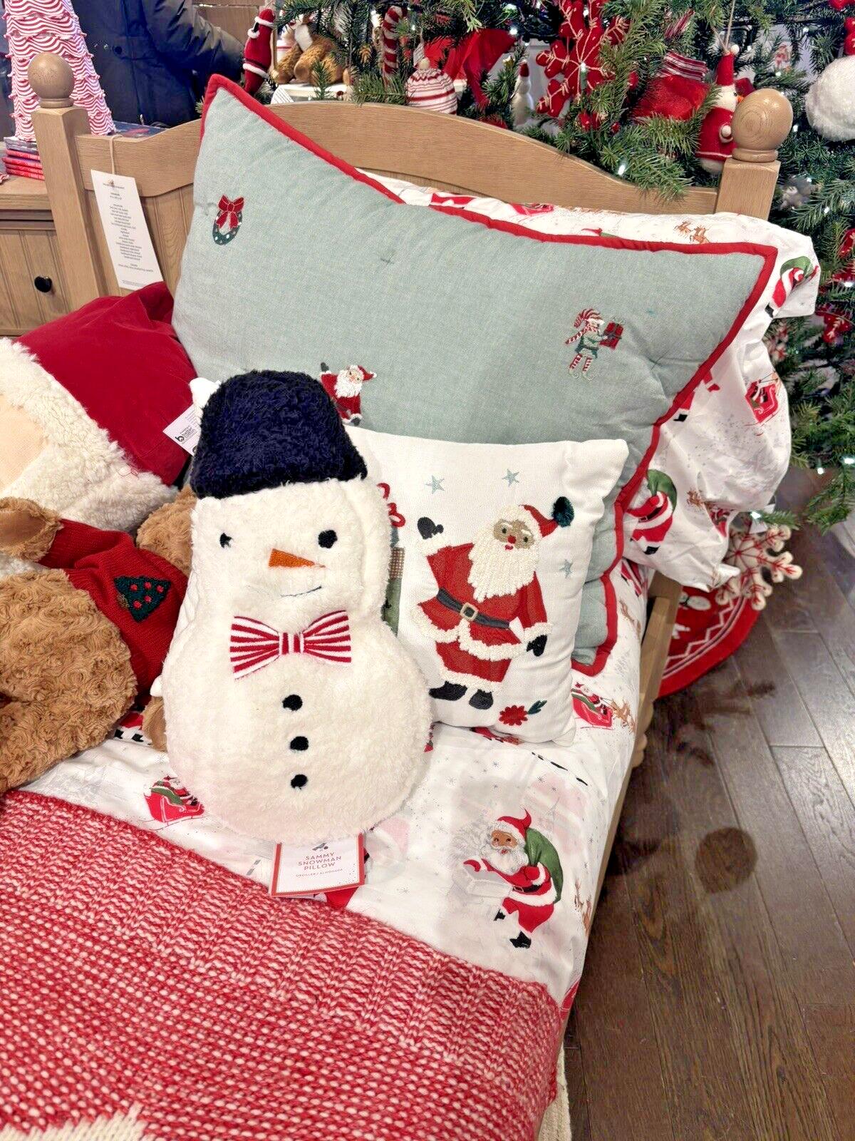 Pottery Barn Snowman Christmas pillow Seuss Holiday Gift party Disney Sherpa 1