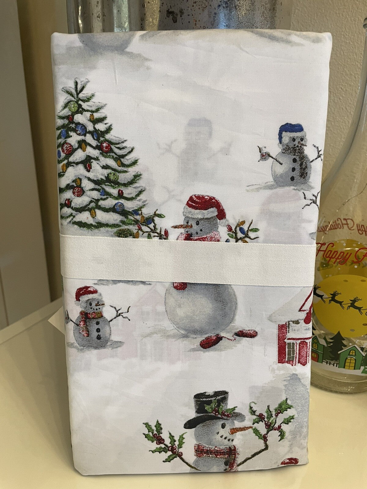 Pottery Barn Christmas Snowman village holiday country santa pillowcase SET 2