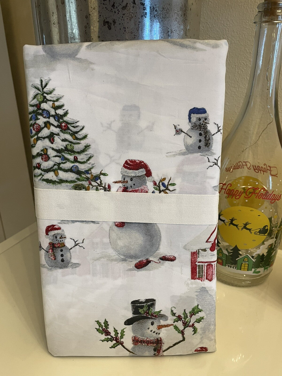Pottery Barn Christmas Snowman village holiday country santa pillowcase SET 2