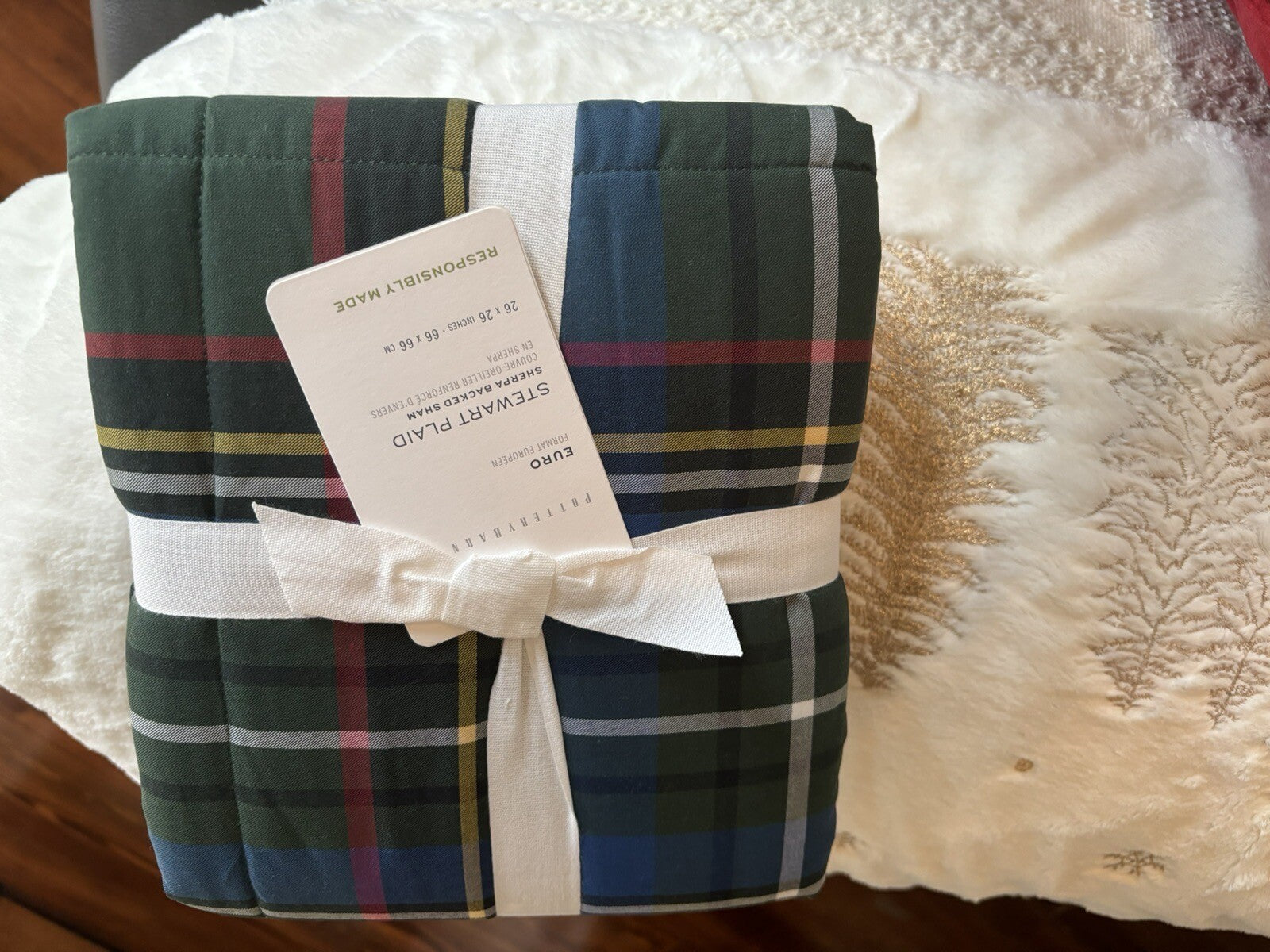 Pottery Barn Plaid Stewart Disney Pillow cover sham holiday Christmas Kid