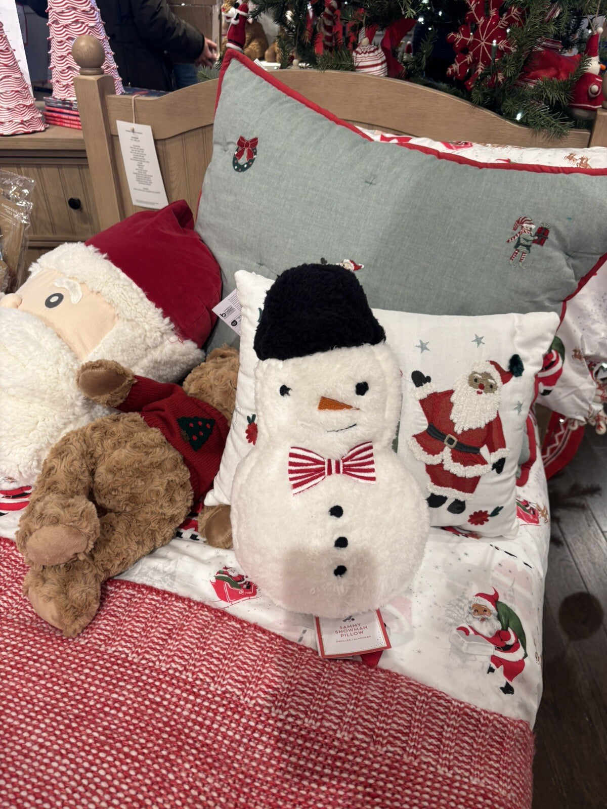 Pottery Barn Snowman Christmas pillow Seuss Holiday Gift party Disney Sherpa 1