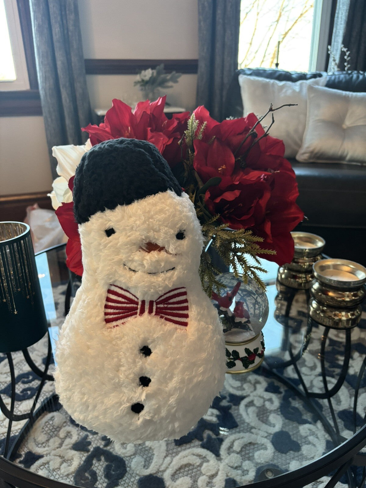Pottery Barn Snowman Christmas pillow Seuss Holiday Gift party Disney Sherpa 1