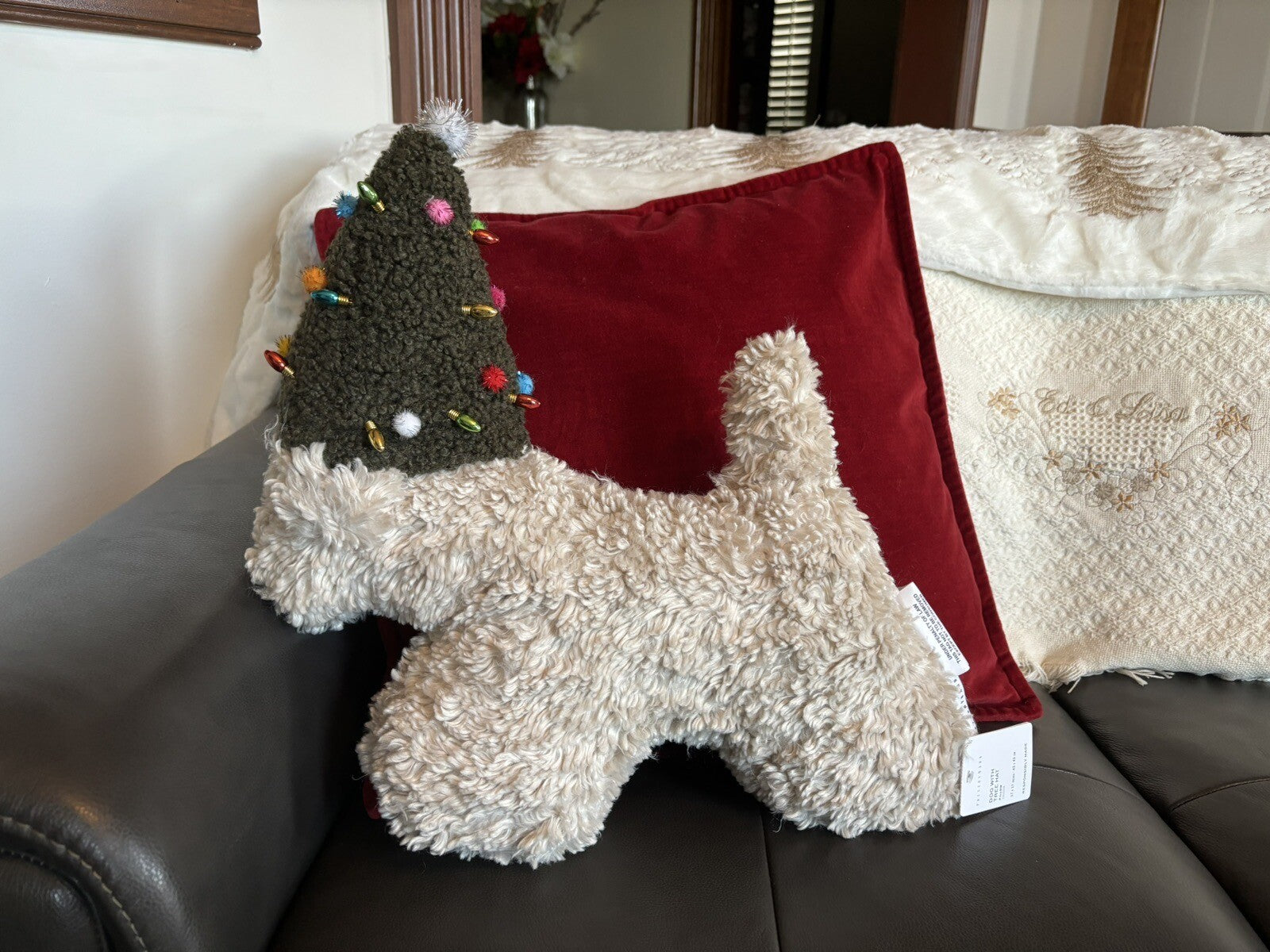 Pottery Barn Disney Holiday pillow gift party Dog Birthday teen plaid lab dorm -