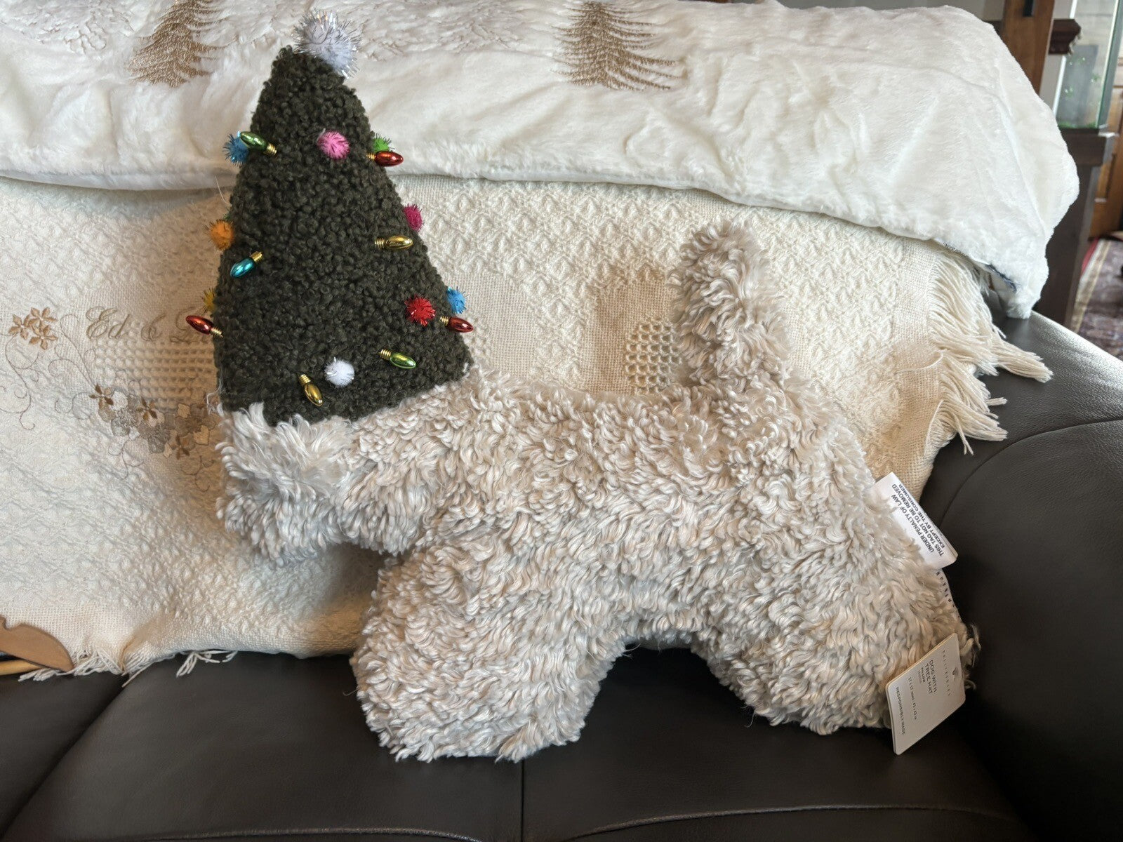 Pottery Barn Disney Holiday pillow gift party Dog Birthday teen plaid lab dorm -