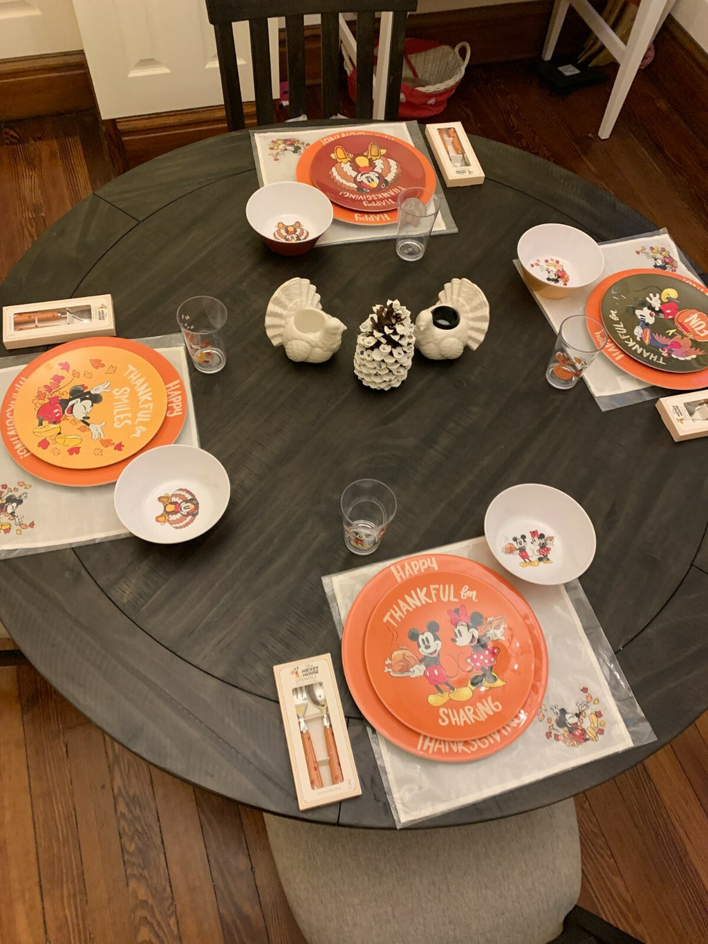 Disney Pottery Barn Mickey Mouse Plate Cup bowl Utensil Napkin Thanksgiving [