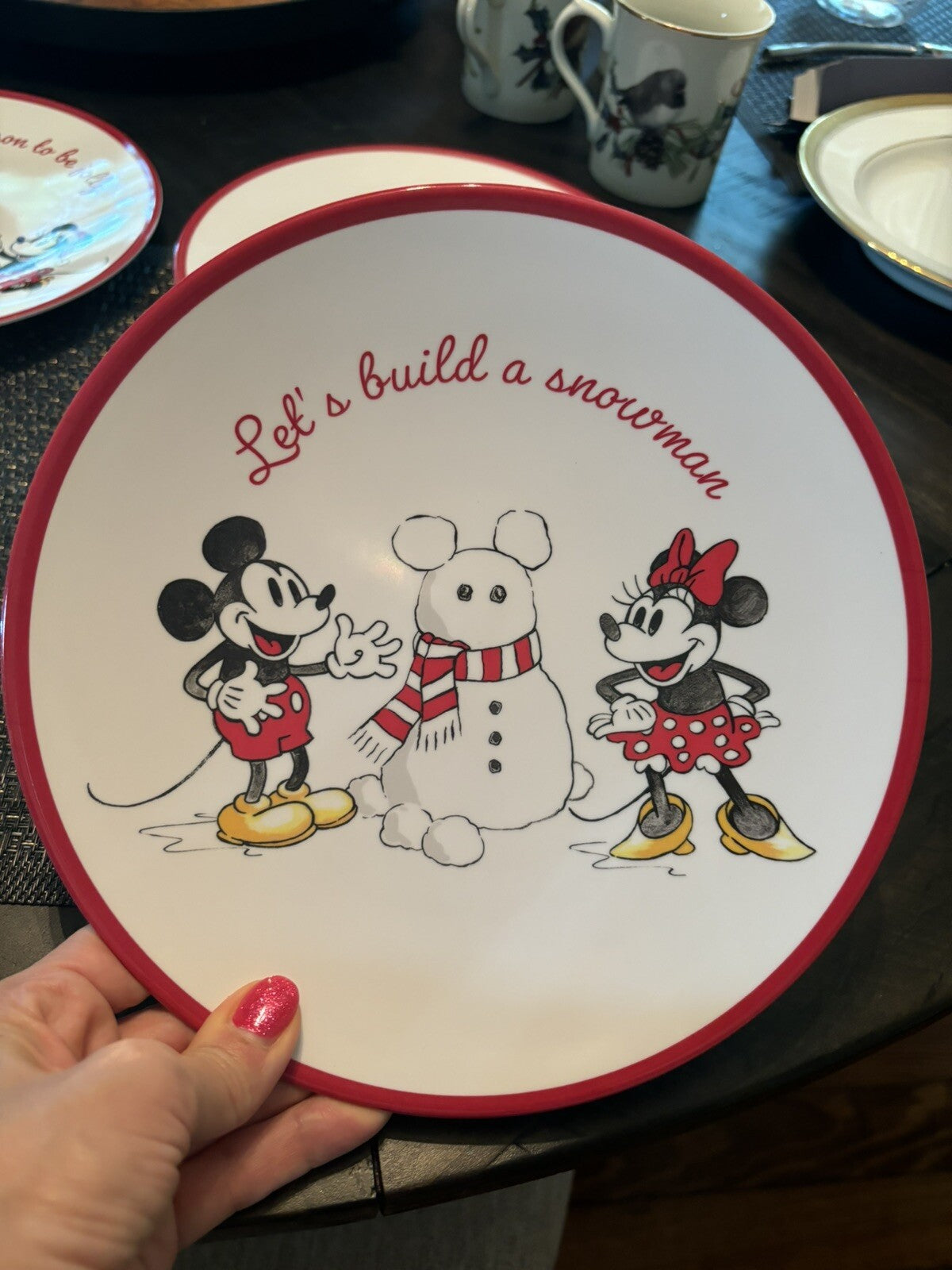Pottery Barn Mickey Mouse Plate Christmas Dinner Set 4 Plate holiday Disney gift