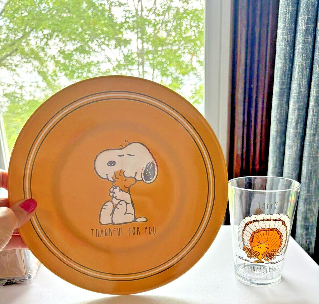 Pottery Barn Snoopy Disney Plate Holiday Thanksgiving + CUP Peanuts Dinner Kid '