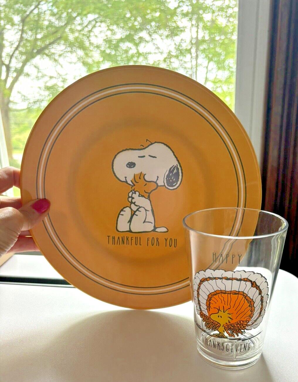 Pottery Barn Snoopy Disney Plate Holiday Thanksgiving + CUP Peanuts Dinner Kid '
