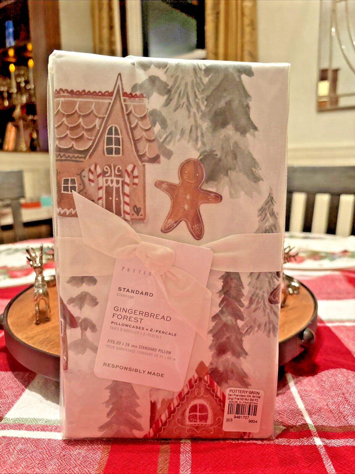 Pottery Barn Disney Holiday Gingerbread Christmas party pillowcase SET 2?? y