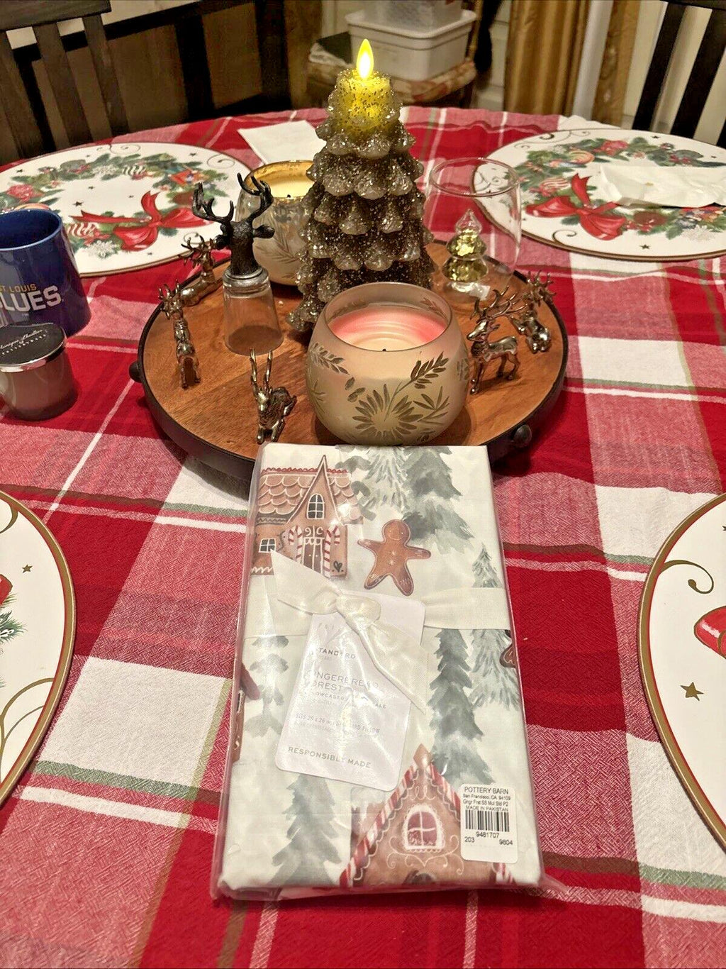 Pottery Barn Disney Holiday Gingerbread Christmas party pillowcase SET 2?? y