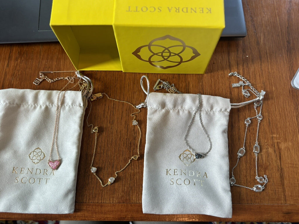 Kate Spade Kendra Scott SET 4 Necklace flower station heart mom GIFT teen gold .