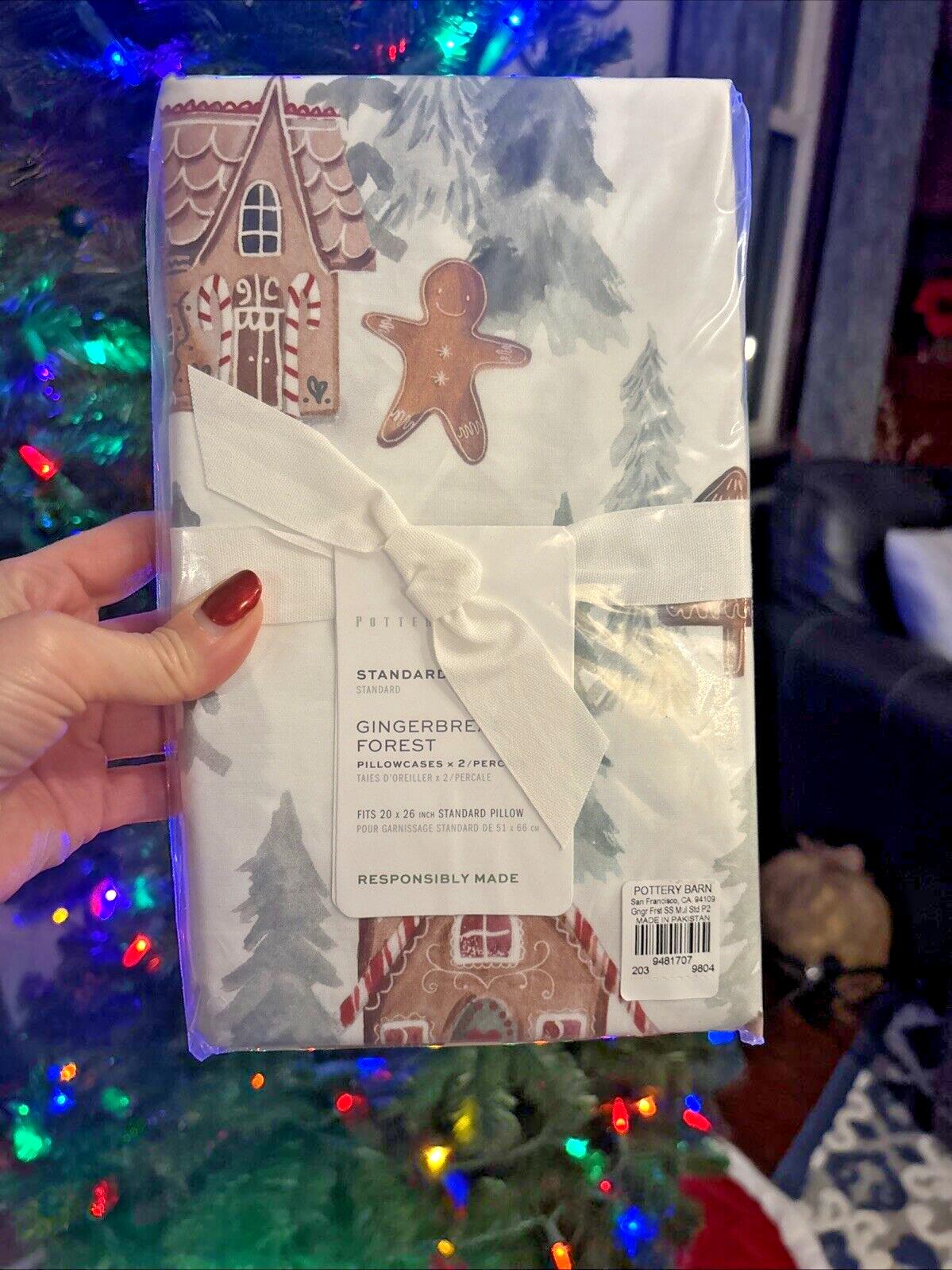 Pottery Barn Disney Holiday Gingerbread Christmas party pillowcase SET 2?? y
