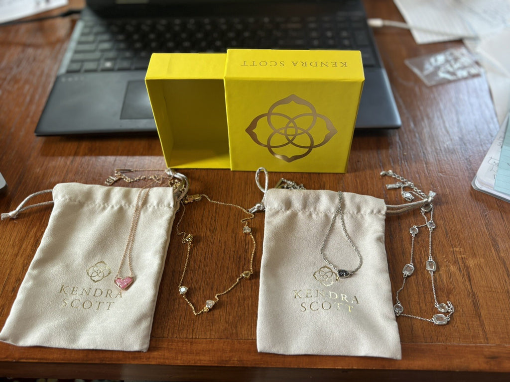 Kate Spade Kendra Scott SET 4 Necklace flower station heart mom GIFT teen gold .