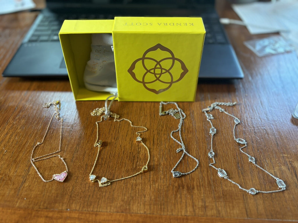 Kate Spade Kendra Scott SET 4 Necklace flower station heart mom GIFT teen gold .