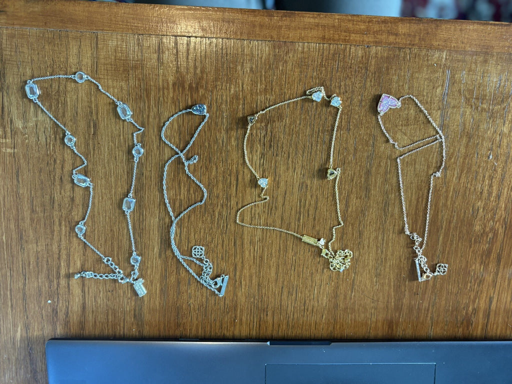 Kate Spade Kendra Scott SET 4 Necklace flower station heart mom GIFT teen gold .