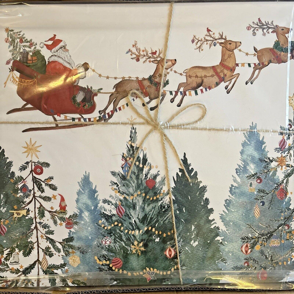 Pottery Barn Disney holiday placemat Santa Christmas Country Reindeer party SET