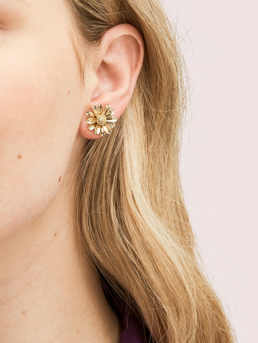 Kate Spade earrings + Bag DAISY gold flower disney gift school wedding teen  .
