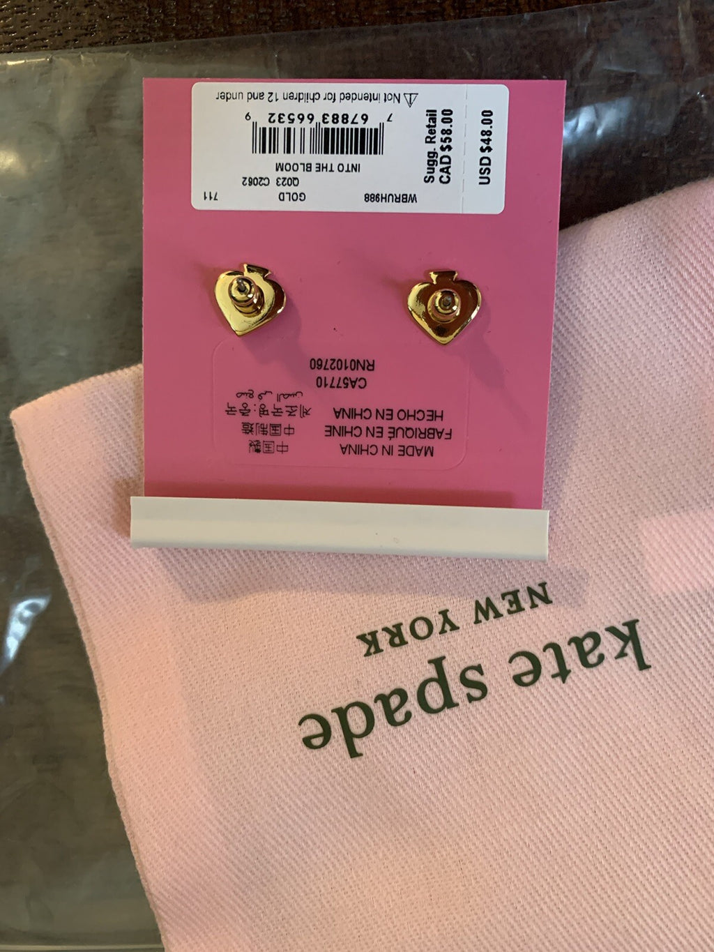 Kate Spade earrings + Bag DAISY gold flower disney gift school wedding teen  .