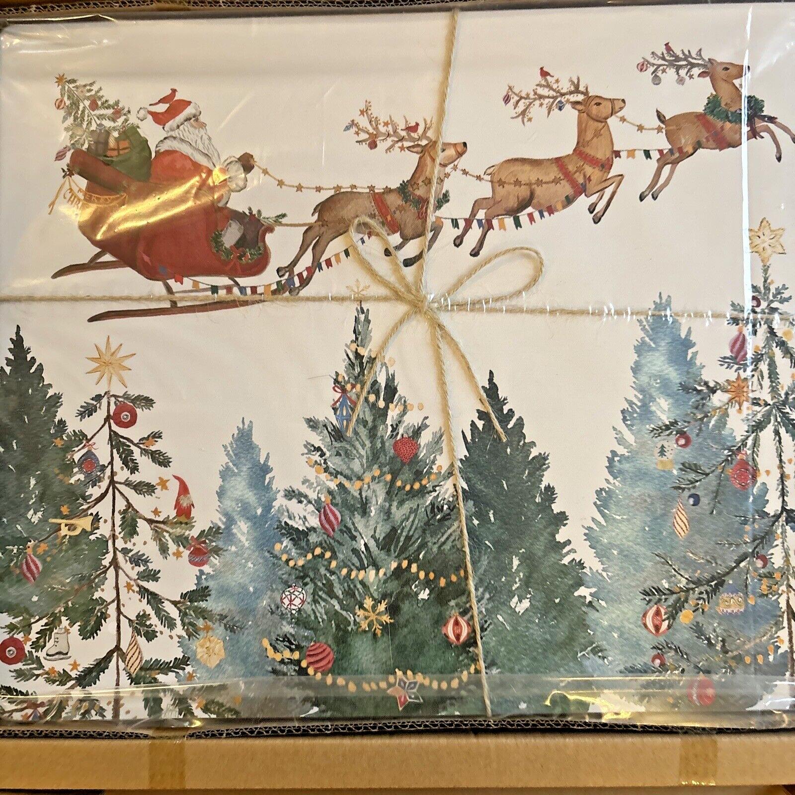 Pottery Barn Disney holiday placemat Santa Christmas Country Reindeer party SET