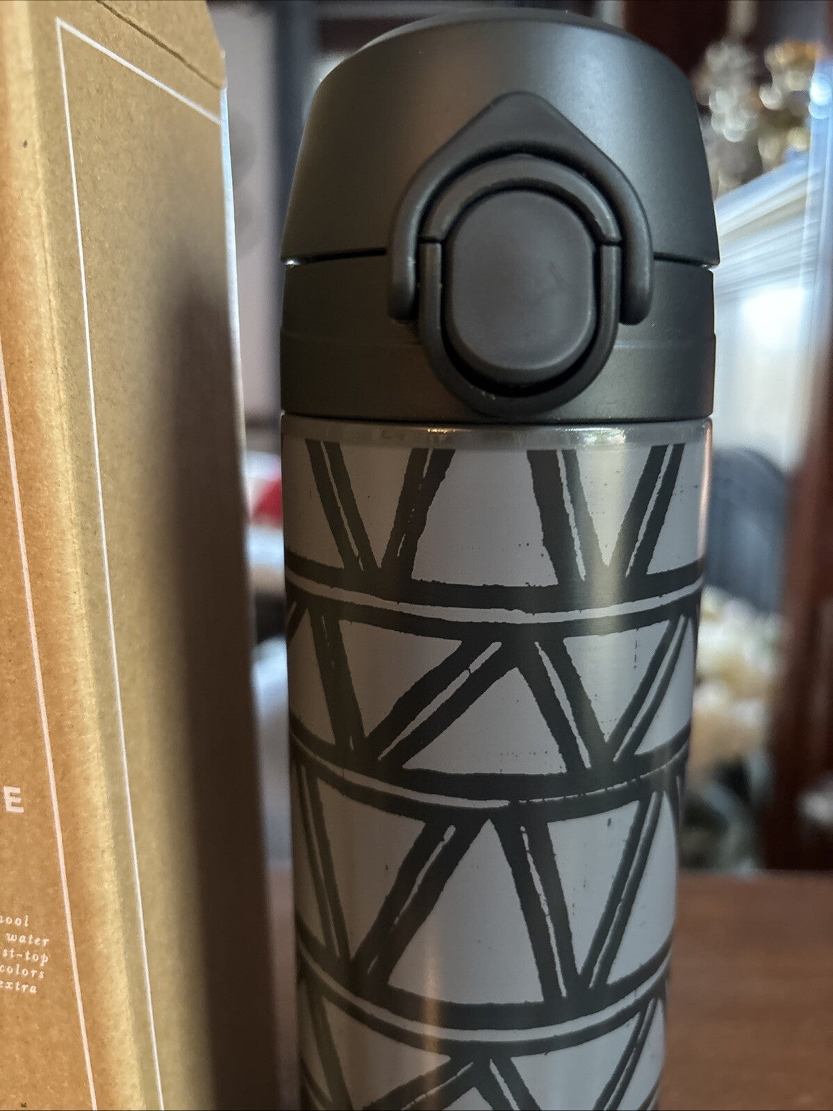 Pottery barn School WATER BOTTLE LARGE Holiday gear up cartoon comic boy Black .