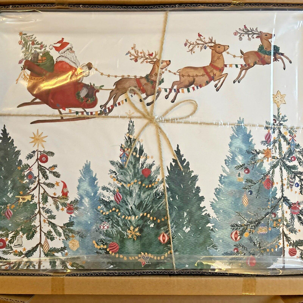 Pottery Barn Disney holiday placemat Santa Christmas Country Reindeer party SET