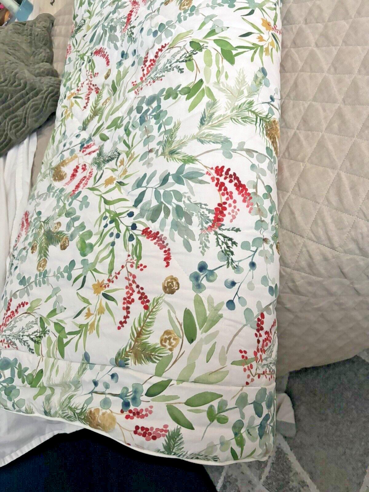 Pottery Barn Christmas comforter bed cover holiday party Size Queen quilted n