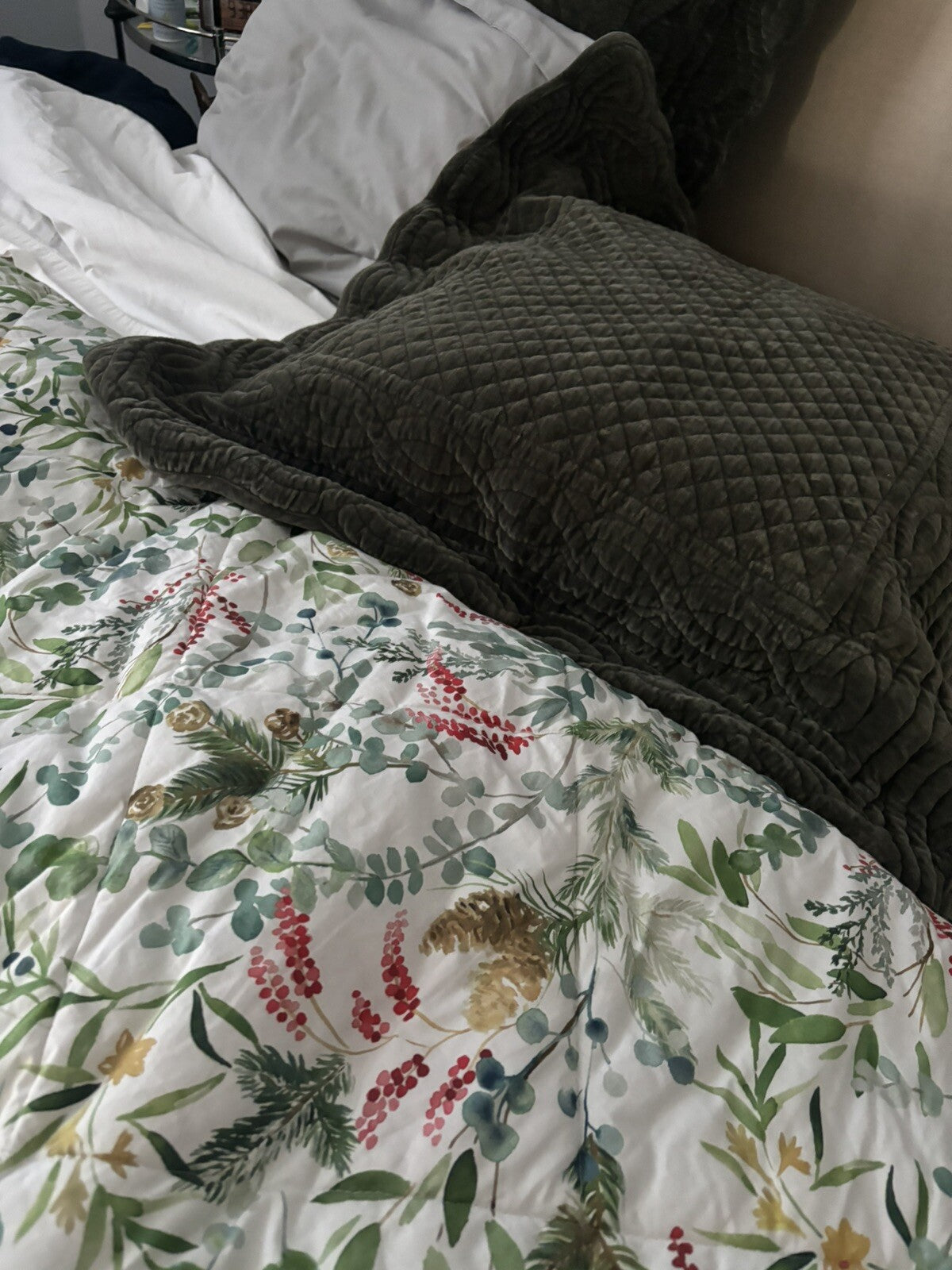 Pottery Barn Christmas comforter bed cover holiday party Size Queen quilted n