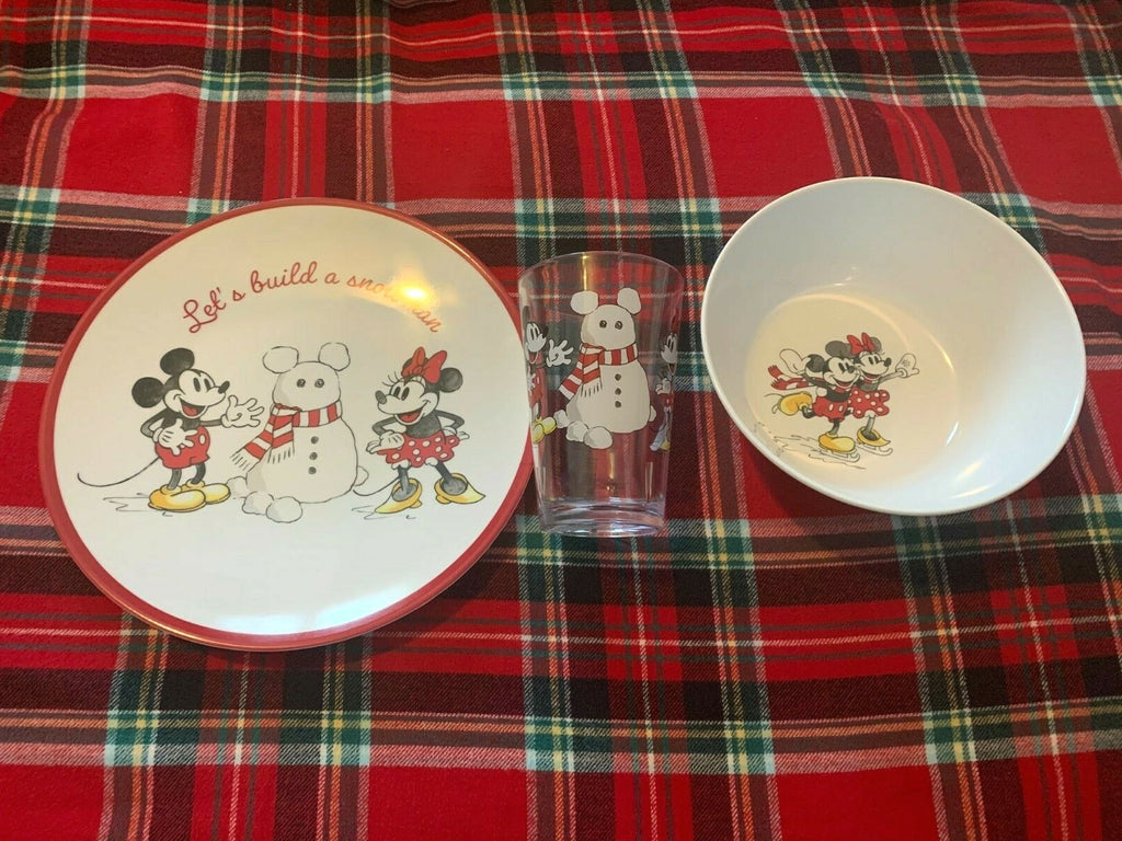 Disney Pottery Barn Mickey Mouse Plate Cup bowl School kids Christmas holiday  '