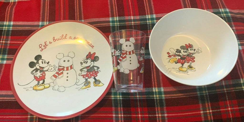 Disney Pottery Barn Mickey Mouse Plate Cup bowl School kids Christmas holiday  '