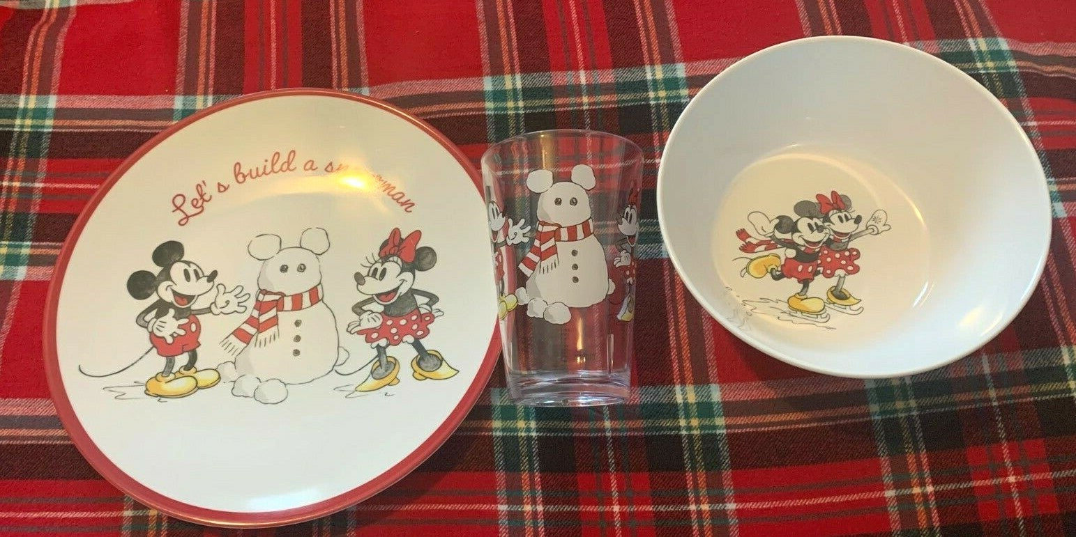 Disney Pottery Barn Mickey Mouse Plate Cup bowl School kids Christmas holiday  '