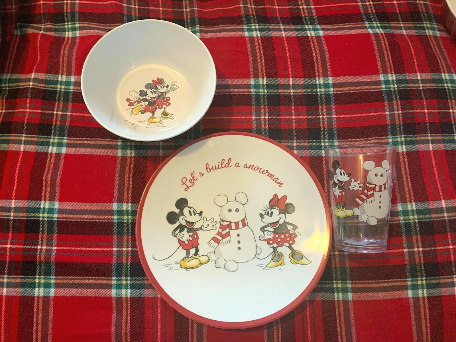 Disney Pottery Barn Mickey Mouse Plate Cup bowl School kids Christmas holiday  '