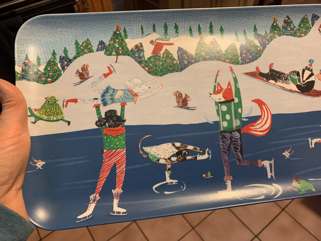 Anthropology Holiday Disney Platter Tray school kid Christmas Tree plate gift '