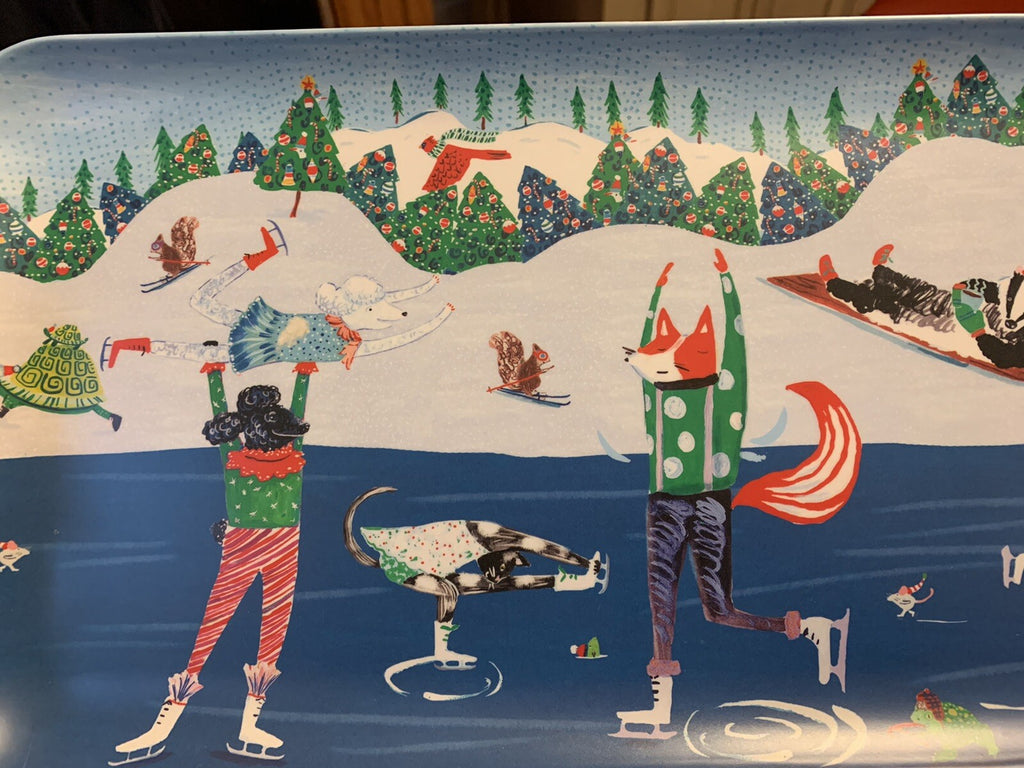 Anthropology Holiday Disney Platter Tray school kid Christmas Tree plate gift '