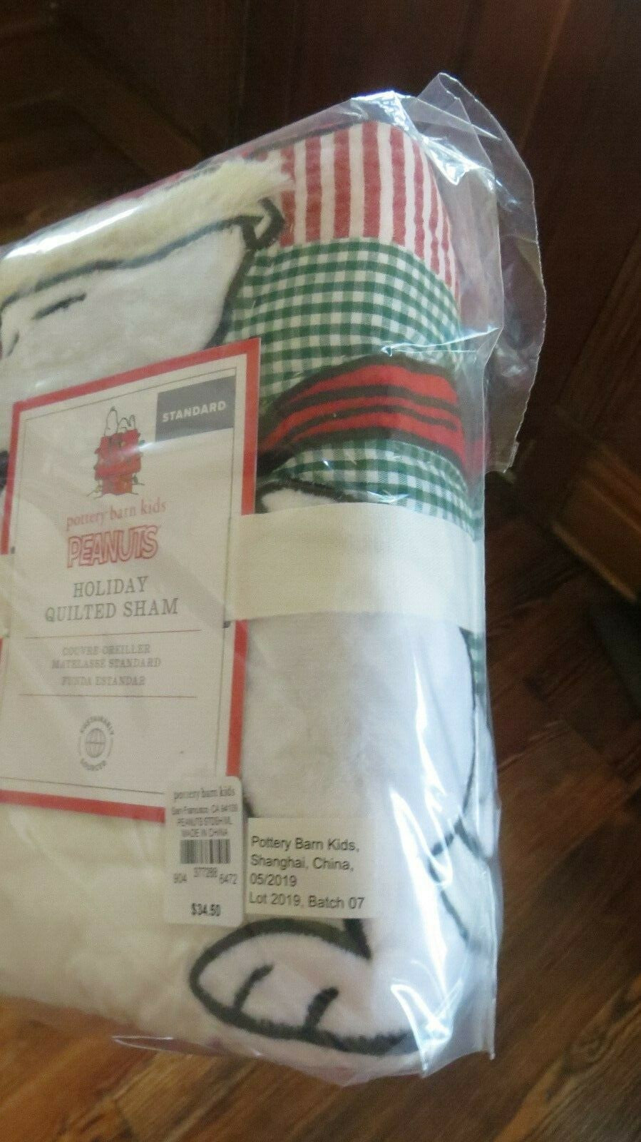 Pottery barn Peanuts Holiday Snoopy pillow SHAM Christmas gift Disney kid gift q