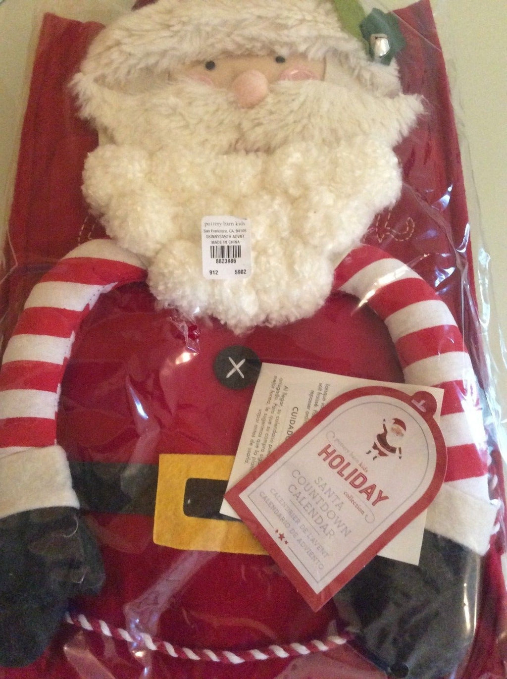 Pottery Barn holiday Santa advent calendar Christmas party gift kid candy cane n