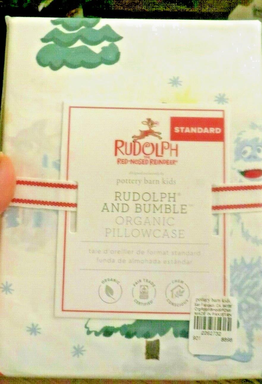 Pottery Barn Rudolph pillowcase holiday Christmas Bumble Santa party Disney ,y