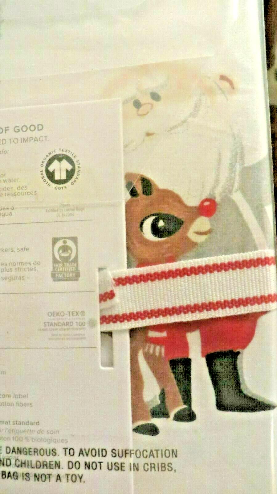 Pottery Barn Rudolph pillowcase holiday Christmas Bumble Santa party Disney ,y
