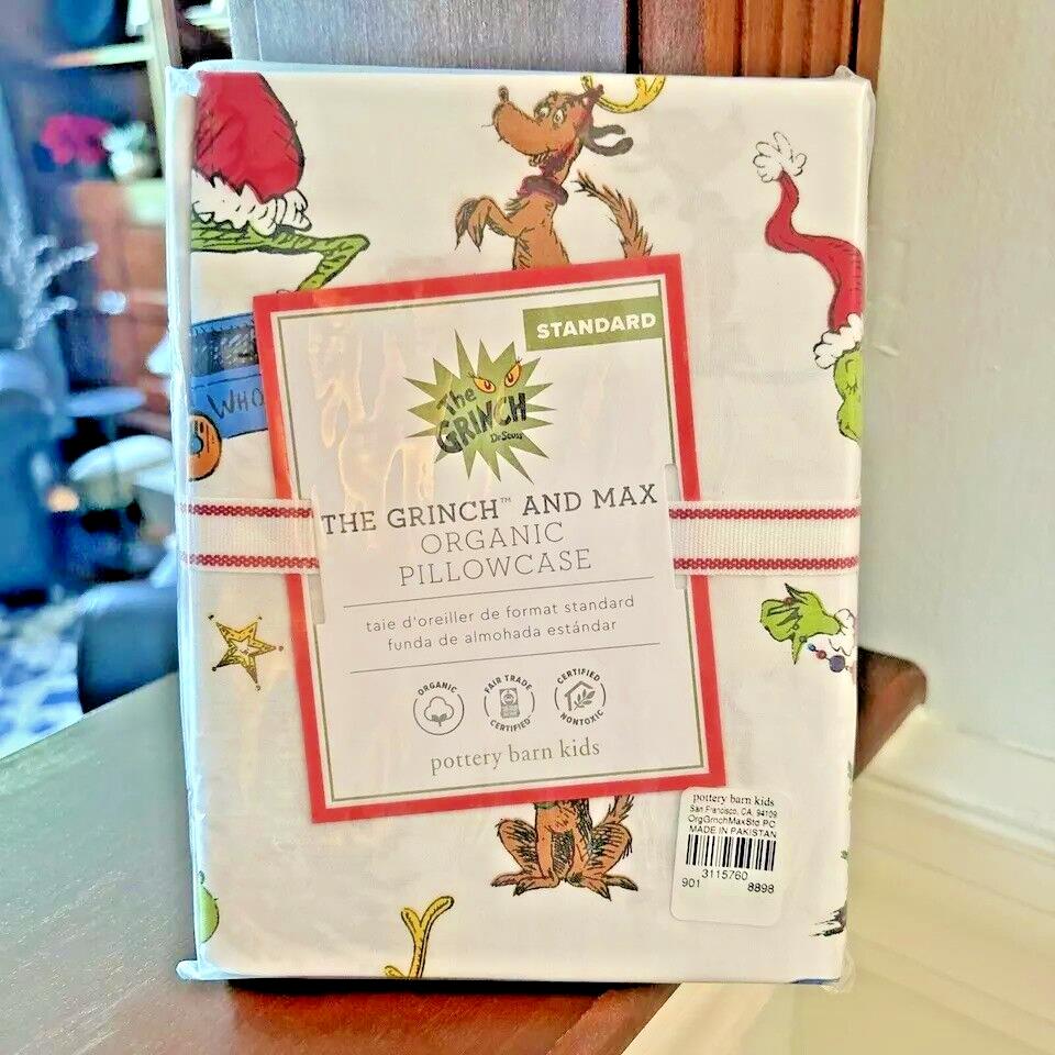 Pottery Barn Grinch Holiday Dr Seuss Christmas Gift dog School Kids Pillowcase 1