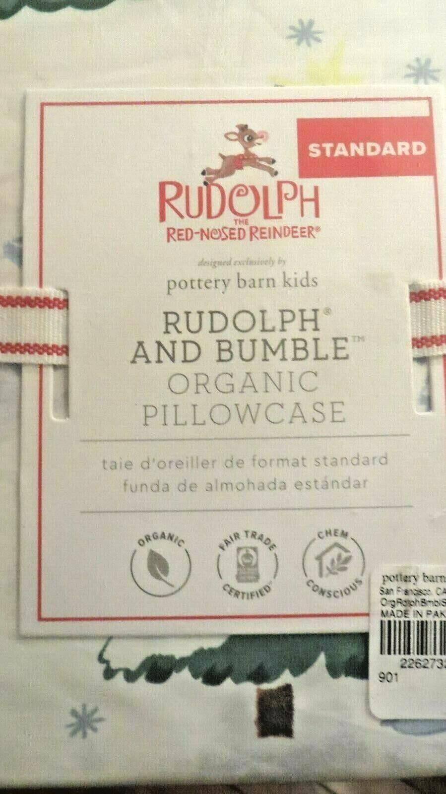Pottery Barn Rudolph pillowcase holiday Christmas Bumble Santa party Disney ,y