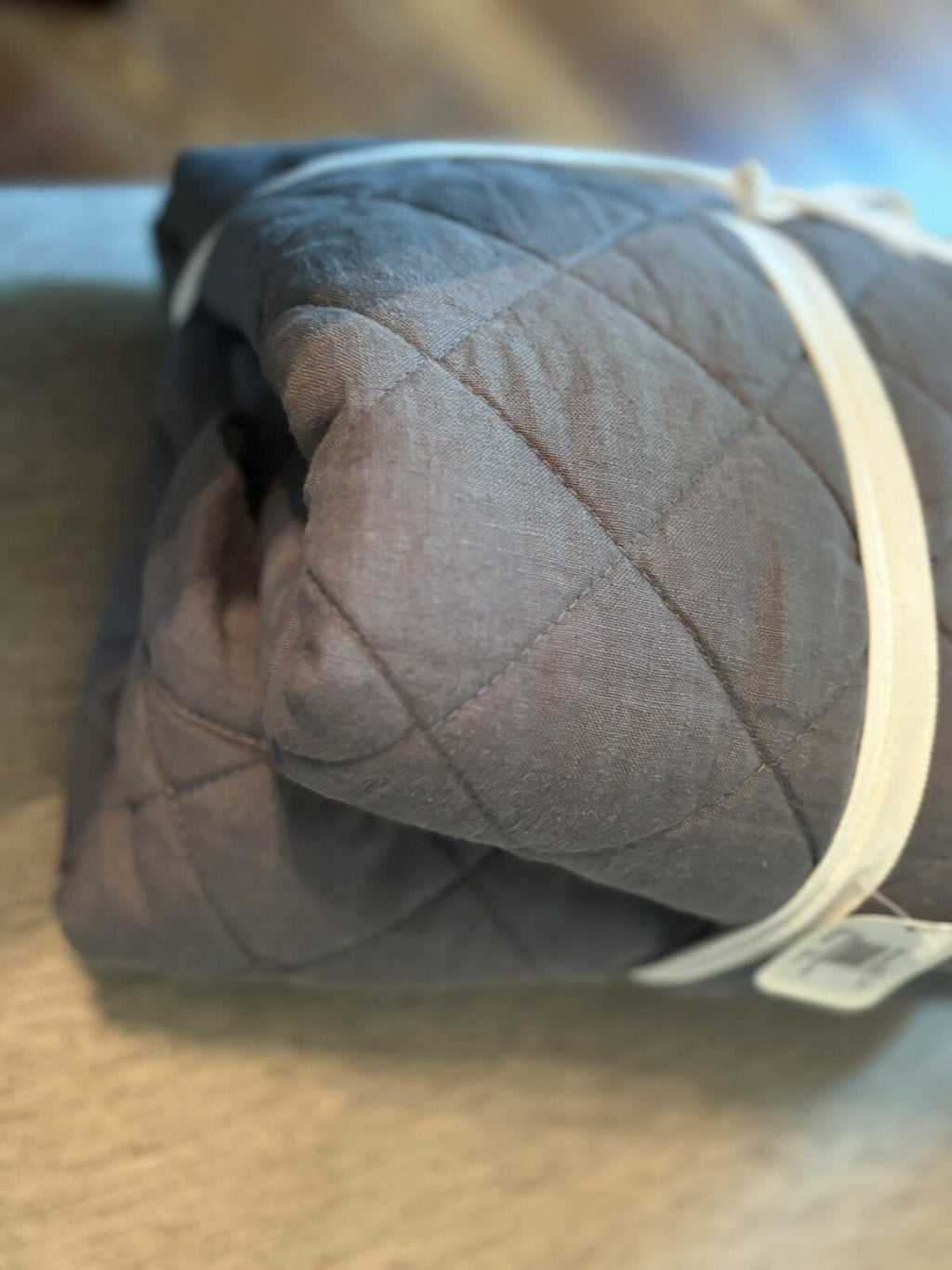 Pottery Barn Belgian FLAX Linen Pillow Sham Diamond BLUE Disney SET 2 holiday m