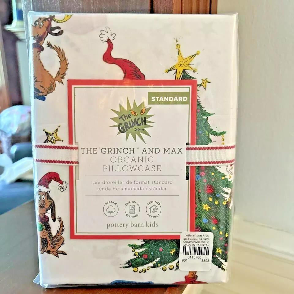 Pottery Barn Grinch Holiday Dr Seuss Christmas Gift dog School Kids Pillowcase 1