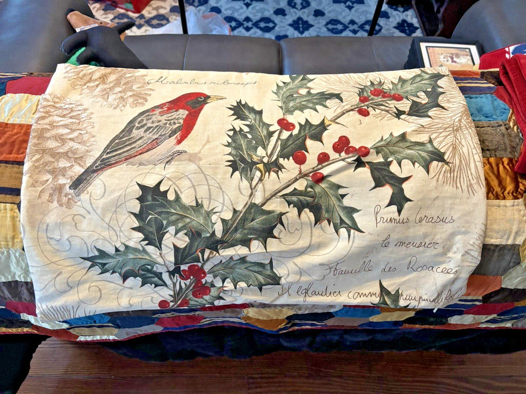 Pottery Barn Christmas Bird Vintage Lumbar ?Pillow Cover Holiday gift Party n
