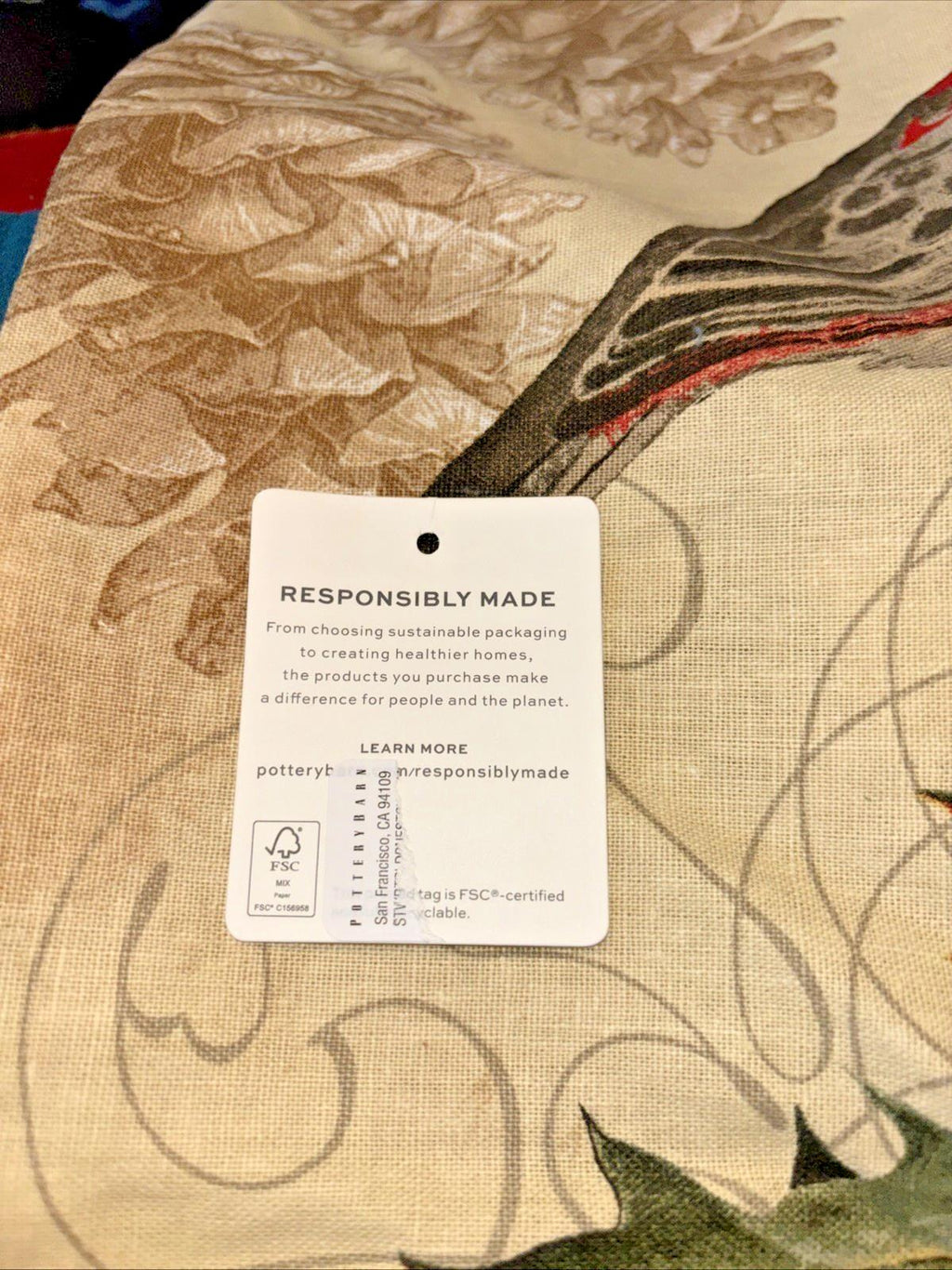 Pottery Barn Christmas Bird Vintage Lumbar ?Pillow Cover Holiday gift Party n
