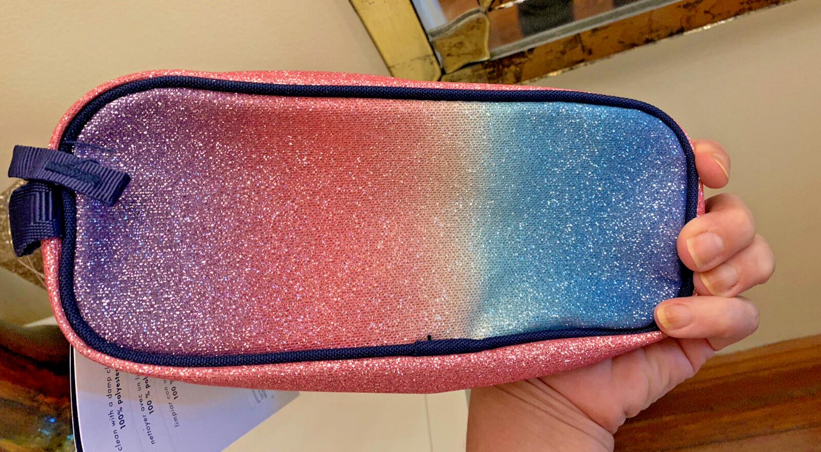 Pottery barn School disney Glitter pencil CASE +unicorn bag Rainbow Pouch Pink 1