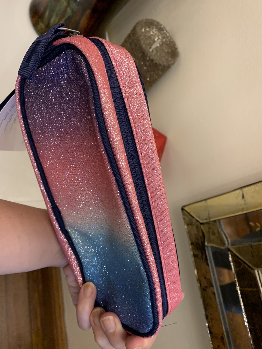 Pottery barn School Glitter pencil CASE+Utensil Set Rainbow Bag disney kid ??