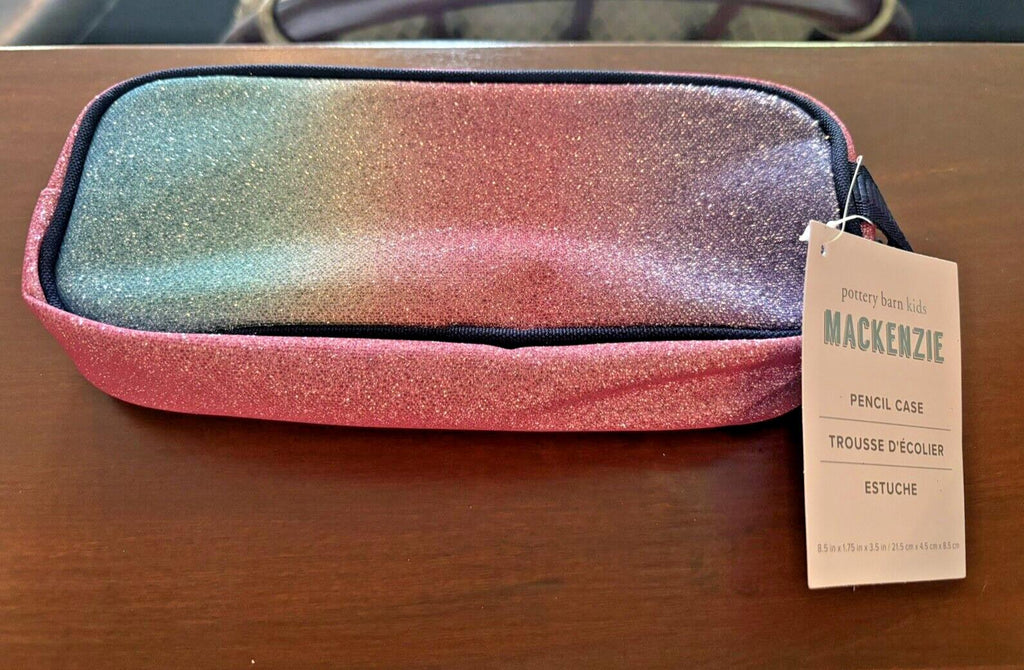 Pottery barn School disney Glitter pencil CASE +unicorn bag Rainbow Pouch Pink 1