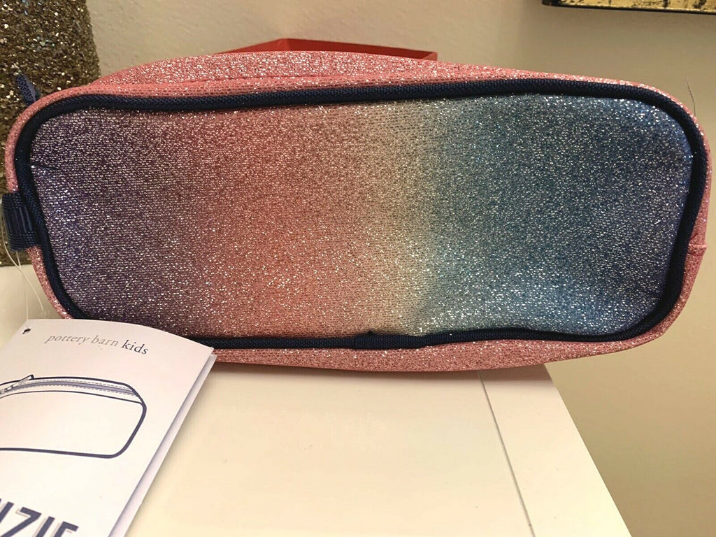 Pottery barn School Glitter pencil CASE+Utensil Set Rainbow Bag disney kid ??
