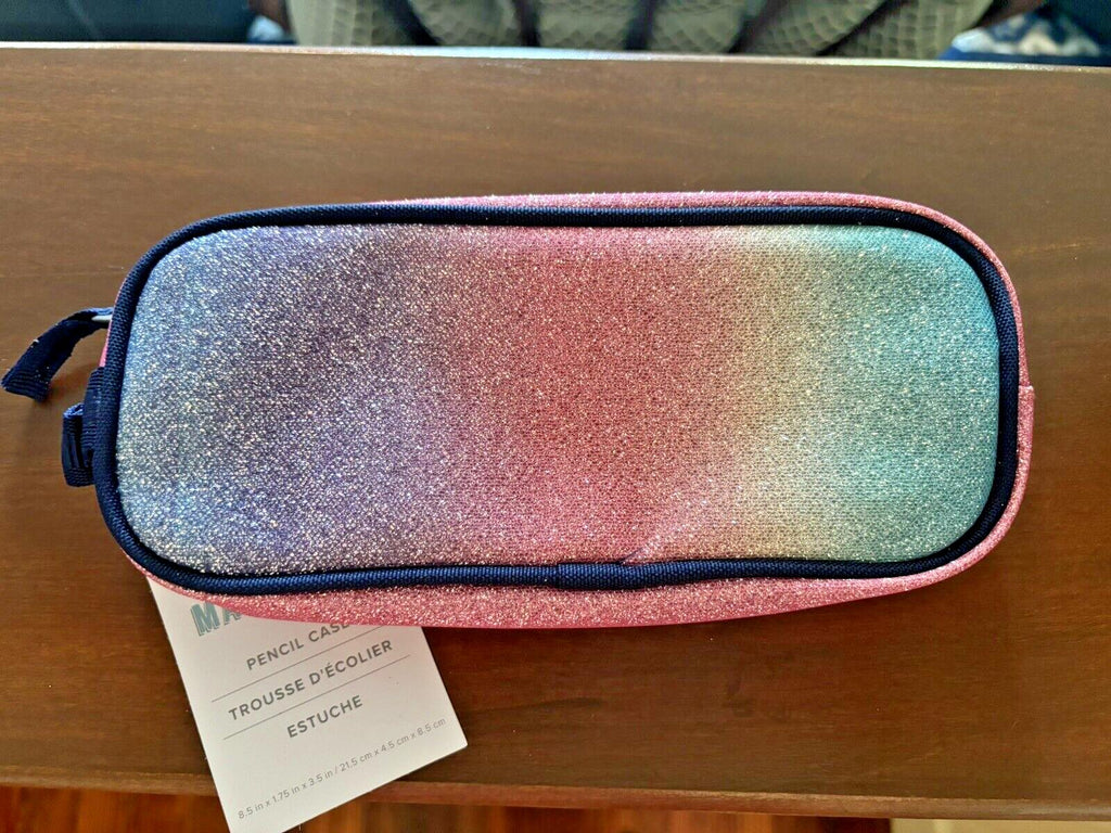 Pottery barn School disney Glitter pencil CASE +unicorn bag Rainbow Pouch Pink 1
